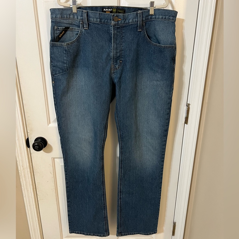 Ariat Men’s 40x34 Rebar M5 Durable Stretch Straight Leg Blue Jeans Workwear